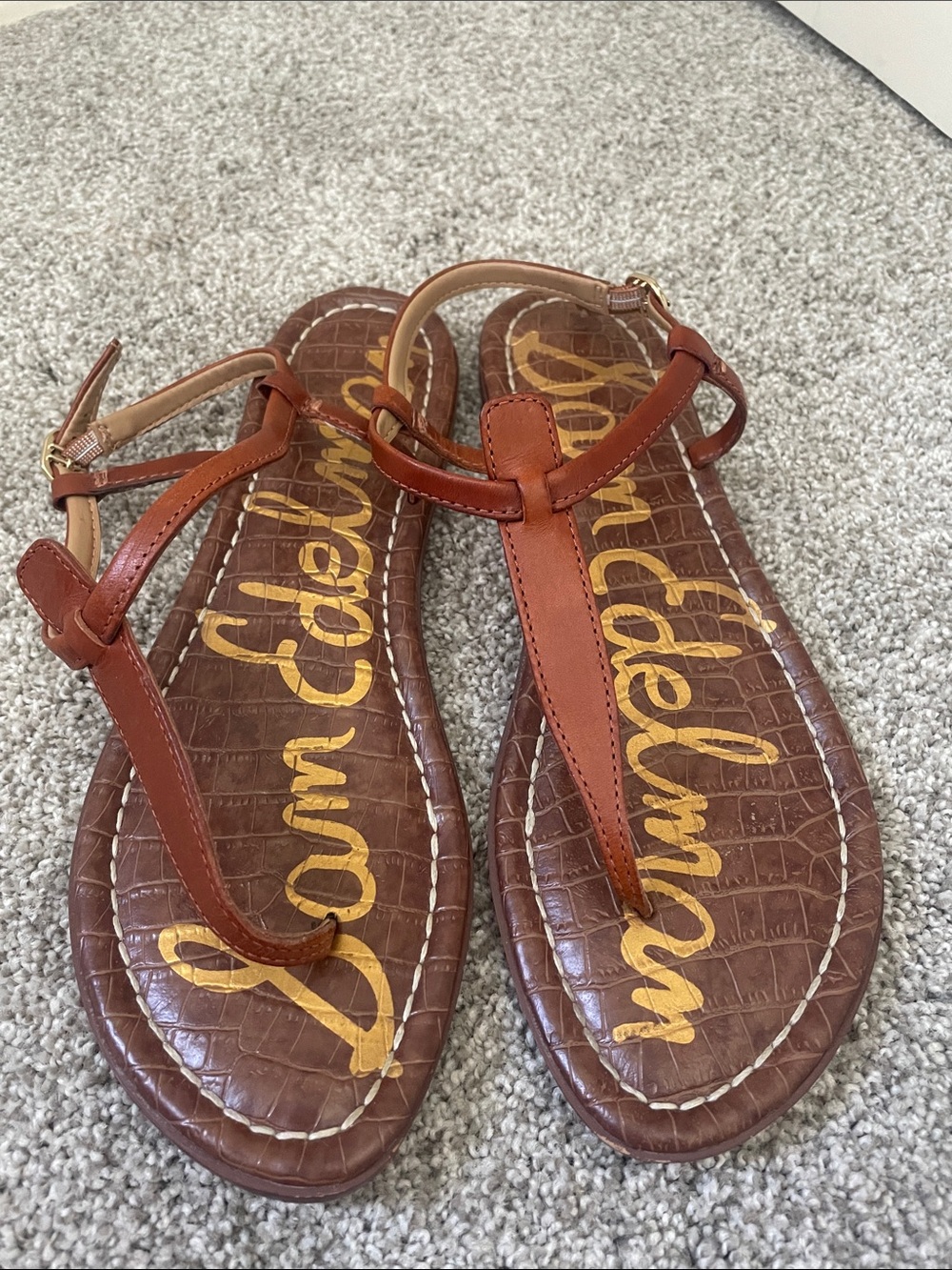 Sam Edelman Gigi Sandals Sz 9 Brown leather adjustable strap Like New